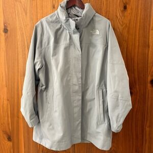 The North Face DryVent Rain Jacket Womens 2X Blue Gray Cinched Waist Parka Shell